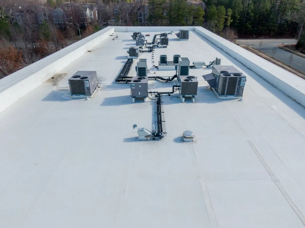 Flat commercial roof replacement inspection in Spartanburg South Carolina